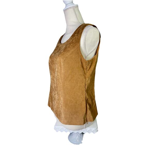 Vintage R&K Originals Tunic Tank Top Size 10 Faux Tan Suede Y2K Bohemian Rustic - Picture 3 of 7